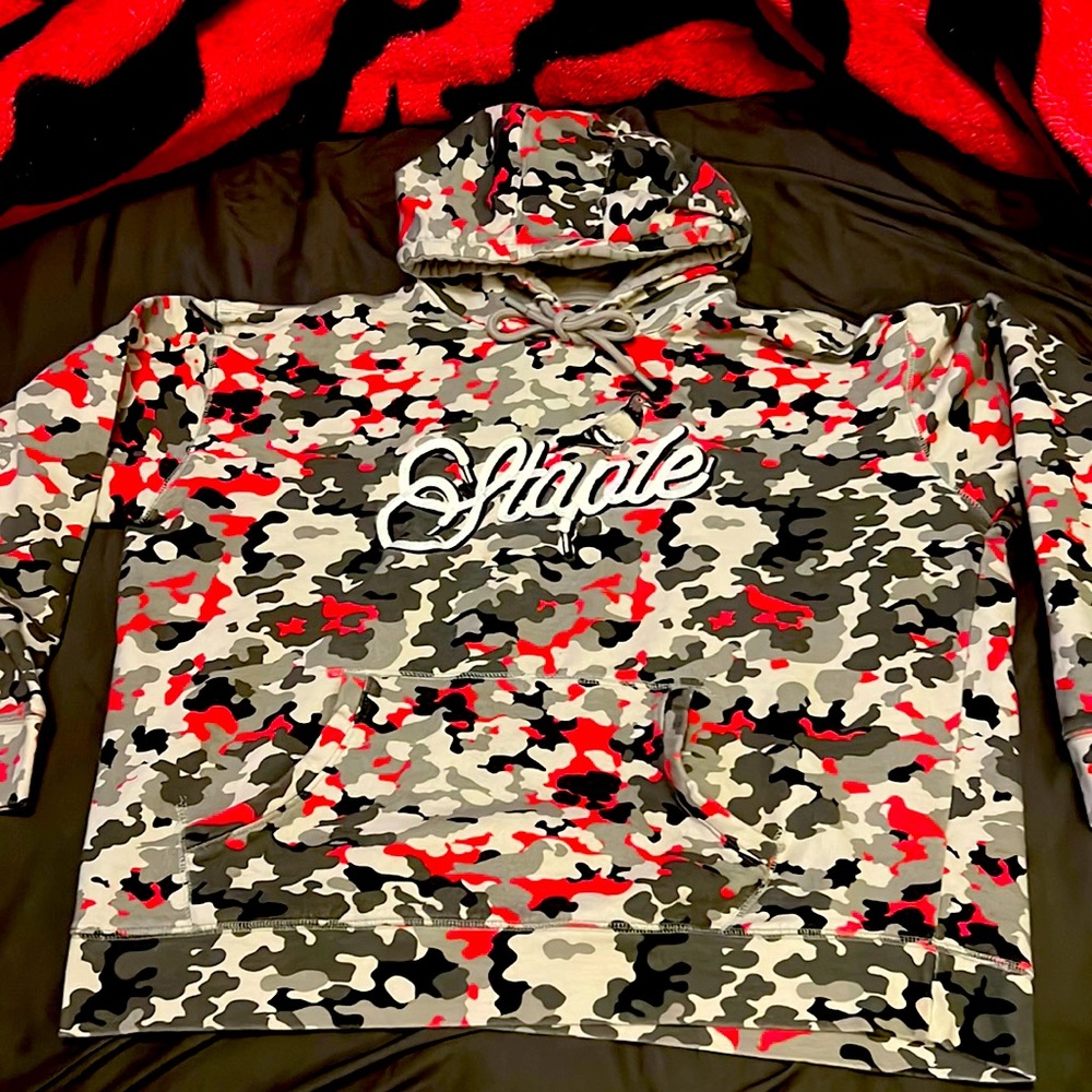 Staple Red Black Gray Camo Pullover Hoodie